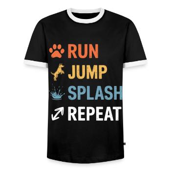 Dock Diving Spruch Dog Diving Dock Diving Geschenk - Männer Kontrast-T-Shirt - Schwarz/Weiß - Vorne - AI Model Female 172 light (172cm) & AI Model Male 178 light (178cm)