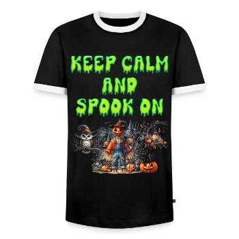 Costume d’Halloween Enfants KEEP CALM AND SPOOK ON - T-shirt contrasté Homme - noir/blanc - Devant - AI Model Female 172 light (172cm) & AI Model Male 178 light (178cm)