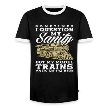 Manchmal Hinterfrage Ich Meine Vernunft Modellzüge - Männer Kontrast-T-Shirt - Schwarz/Weiß - Vorne - AI Model Female 172 light (172cm) & AI Model Male 178 light (178cm)