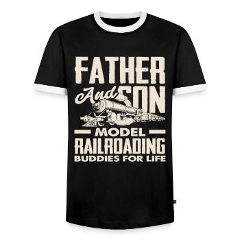 Père et fils, amis pour la vie - T-shirt contrasté Homme - noir/blanc - Devant - AI Model Female 172 light (172cm) & AI Model Male 178 light (178cm)