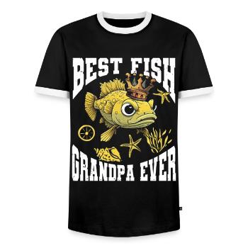 Aquarium Fish Tank Aquarist - Men's Ringer Shirt - black/white - Front - AI Model Female 172 light (172cm) & AI Model Male 178 light (178cm)