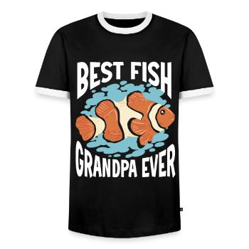 Aquarium Fish Tank Aquarist - Men's Ringer Shirt - black/white - Front - AI Model Female 172 light (172cm) & AI Model Male 178 light (178cm)
