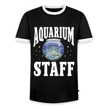 Aquarium Fish Tank Aquarist - Men's Ringer Shirt - black/white - Front - AI Model Female 172 light (172cm) & AI Model Male 178 light (178cm)