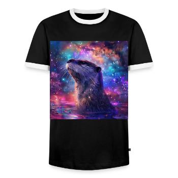Otter - Men's Ringer Shirt - black/white - Front - AI Model Female 172 light (172cm) & AI Model Male 178 light (178cm)
