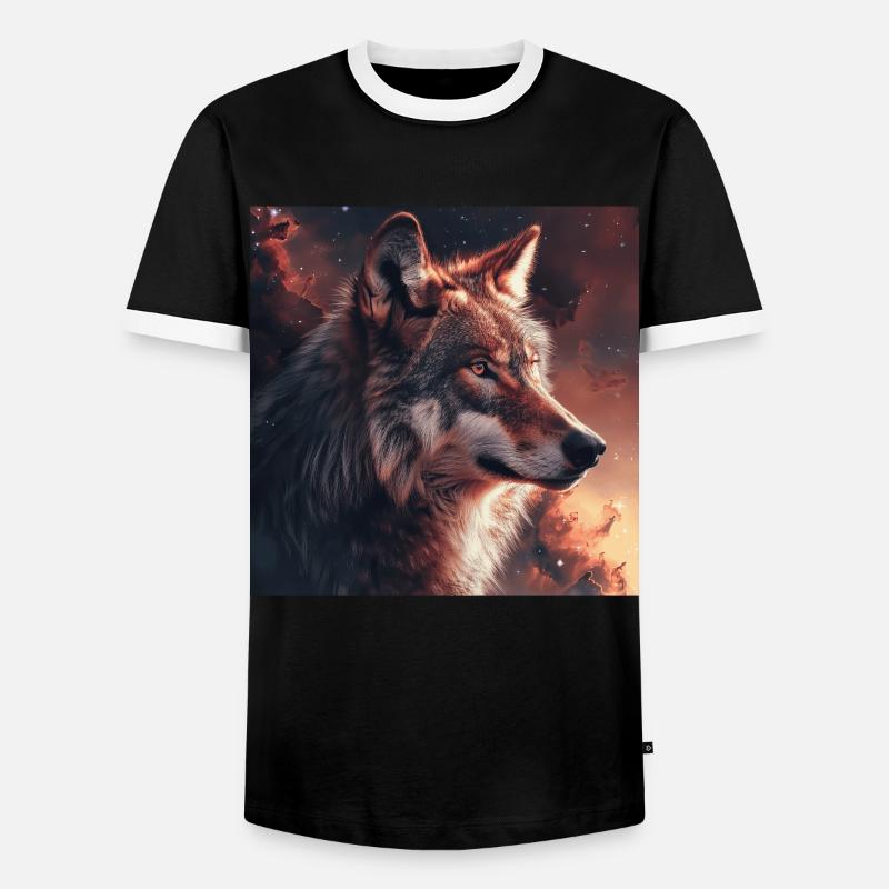 Wolf - Männer Kontrast-T-Shirt - Schwarz/Weiß