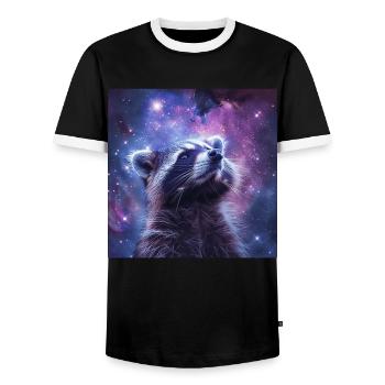 Raccoon - Men's Ringer Shirt - black/white - Front - AI Model Female 172 light (172cm) & AI Model Male 178 light (178cm)