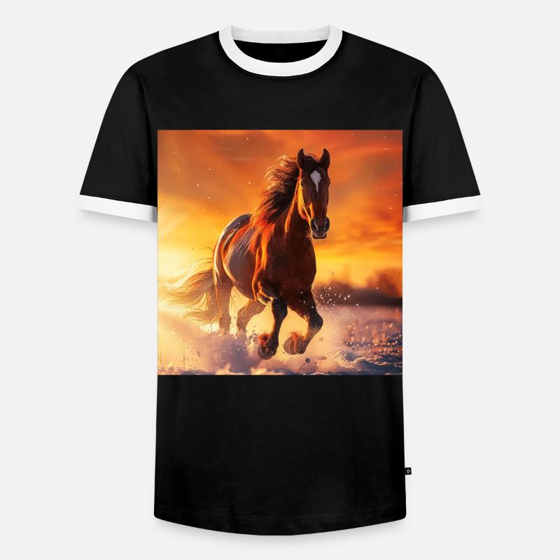 Pferd - Männer Kontrast-T-Shirt - Schwarz/Weiß