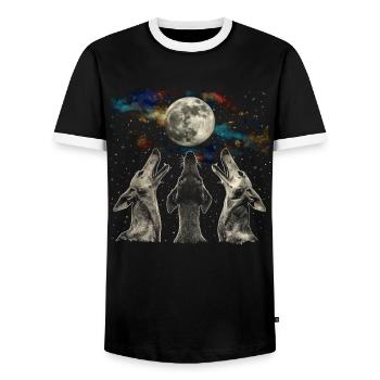 Lévrier Chien Lune Hurlante - T-shirt contrasté Homme - noir/blanc - Devant - AI Model Female 172 light (172cm) & AI Model Male 178 light (178cm)