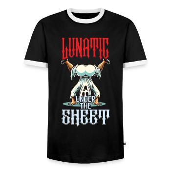 Funny Ghost Design Humorous Sarcastic - Men's Ringer Shirt - black/white - Front - AI Model Female 172 light (172cm) & AI Model Male 178 light (178cm)