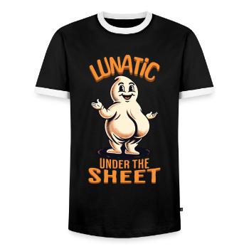 Lunatique sous feuille drôle Ghost Design - T-shirt contrasté Homme - noir/blanc - Devant - AI Model Female 172 light (172cm) & AI Model Male 178 light (178cm)