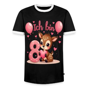 Sweet Deer J’ai 8 enfants 8ème anniversaire fille - T-shirt contrasté Homme - noir/blanc - Devant - AI Model Female 172 light (172cm) & AI Model Male 178 light (178cm)