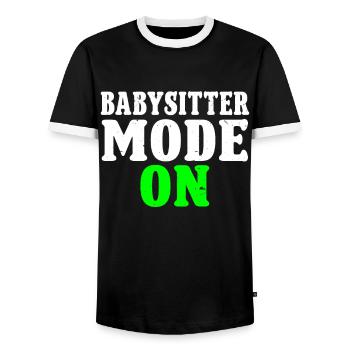 Baby-sitter Babysitting - T-shirt contrasté Homme - noir/blanc - Devant - AI Model Female 172 light (172cm) & AI Model Male 178 light (178cm)