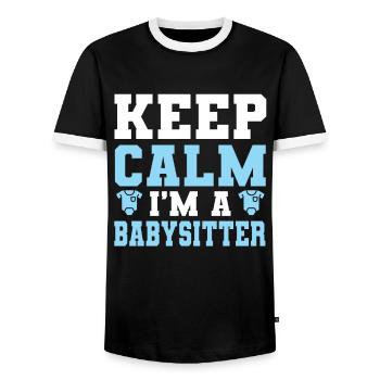 Baby-sitter Babysitting - T-shirt contrasté Homme - noir/blanc - Devant - AI Model Female 172 light (172cm) & AI Model Male 178 light (178cm)