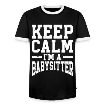 Baby-sitter Babysitting - T-shirt contrasté Homme - noir/blanc - Devant - AI Model Female 172 light (172cm) & AI Model Male 178 light (178cm)