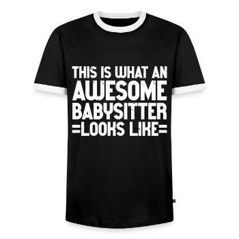 Baby-sitter Babysitting - T-shirt contrasté Homme - noir/blanc - Devant - AI Model Female 172 light (172cm) & AI Model Male 178 light (178cm)