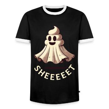 Lustiges Kackhaufen Gespenst Humorvolle Kacke - Männer Kontrast-T-Shirt - Schwarz/Weiß - Vorne - AI Model Female 172 light (172cm) & AI Model Male 178 light (178cm)