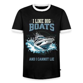 I Like Big Boats And I Cannot Lie – Boot in Aktion - Männer Kontrast-T-Shirt - Schwarz/Weiß - Vorne - AI Model Female 172 light (172cm) & AI Model Male 178 light (178cm)