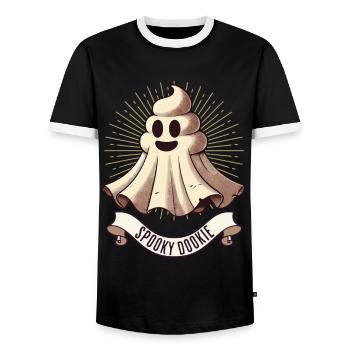 Drôle caca tas fantôme caca humoristique - T-shirt contrasté Homme - noir/blanc - Devant - AI Model Female 172 light (172cm) & AI Model Male 178 light (178cm)