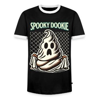 Lustiges Kackhaufen Gespenst spooky Dookie - Männer Kontrast-T-Shirt - Schwarz/Weiß - Vorne - AI Model Female 172 light (172cm) & AI Model Male 178 light (178cm)