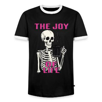 Coffee The Joy Of Life Funny Coffee Lover - Men's Ringer Shirt - black/white - Front - AI Model Female 172 light (172cm) & AI Model Male 178 light (178cm)