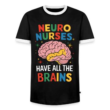Neuro Nurse Nurse Neurology Gift - Men's Ringer Shirt - black/white - Front - AI Model Female 172 light (172cm) & AI Model Male 178 light (178cm)