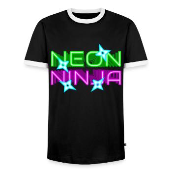Neon Ninja Festival EDM Musique Rave - T-shirt contrasté Homme - noir/blanc - Devant - AI Model Female 172 light (172cm) & AI Model Male 178 light (178cm)