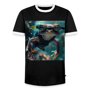 Frog - Men's Ringer Shirt - black/white - Front - AI Model Female 172 light (172cm) & AI Model Male 178 light (178cm)