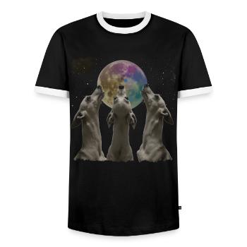 Italienischer Windhund Hund Heulender Mond - Männer Kontrast-T-Shirt - Schwarz/Weiß - Vorne - AI Model Female 172 light (172cm) & AI Model Male 178 light (178cm)