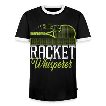 Drôle de joueur de tennis raquette jeu de mots - T-shirt contrasté Homme - noir/blanc - Devant - AI Model Female 172 light (172cm) & AI Model Male 178 light (178cm)