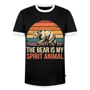 Bär The Bear Is My Spirit Animal - Men's Ringer Shirt - black/white - Front - AI Model Female 172 light (172cm) & AI Model Male 178 light (178cm)