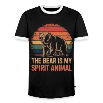 Bär The Bear Is My Spirit Animal - Men's Ringer Shirt - black/white - Front - AI Model Female 172 light (172cm) & AI Model Male 178 light (178cm)
