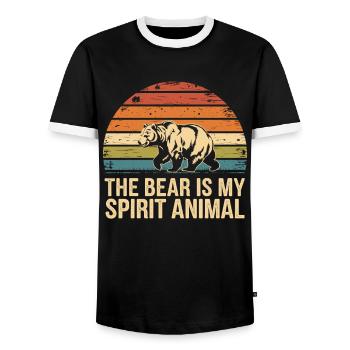 Bär The Bear Is My Spirit Animal - Men's Ringer Shirt - black/white - Front - AI Model Female 172 light (172cm) & AI Model Male 178 light (178cm)