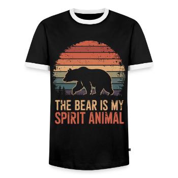 Bär The Bear Is My Spirit Animal - Men's Ringer Shirt - black/white - Front - AI Model Female 172 light (172cm) & AI Model Male 178 light (178cm)