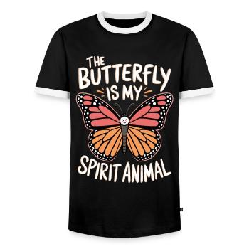 Schmetterling Le papillon est mon animal spirituel - T-shirt contrasté Homme - noir/blanc - Devant - AI Model Female 172 light (172cm) & AI Model Male 178 light (178cm)