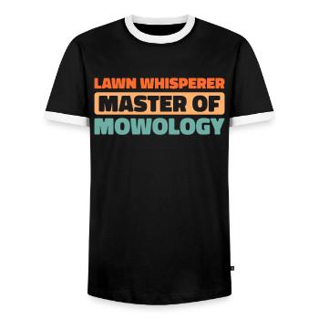 Lawn mower mowing - Men's Ringer Shirt - black/white - Front - AI Model Female 172 light (172cm) & AI Model Male 178 light (178cm)