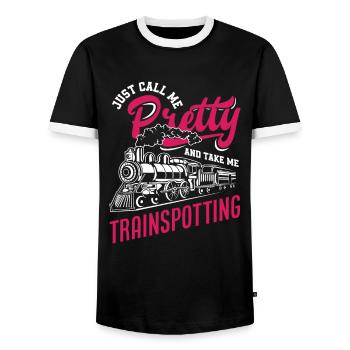 Appelez-moi jolie et emmenez-moi regarder - T-shirt contrasté Homme - noir/blanc - Devant - AI Model Female 172 light (172cm) & AI Model Male 178 light (178cm)