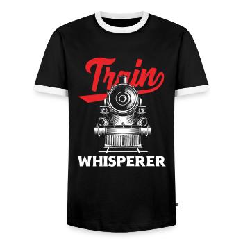 Chuchoteur de train - T-shirt contrasté Homme - noir/blanc - Devant - AI Model Female 172 light (172cm) & AI Model Male 178 light (178cm)