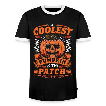 Halloween Costume COOLEST PUMPKIN IN THE PATCH - Men's Ringer Shirt - black/white - Front - AI Model Female 172 light (172cm) & AI Model Male 178 light (178cm)
