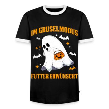 Halloween IN SCARY MODE FOOD DESIRED - Men's Ringer Shirt - black/white - Front - AI Model Female 172 light (172cm) & AI Model Male 178 light (178cm)