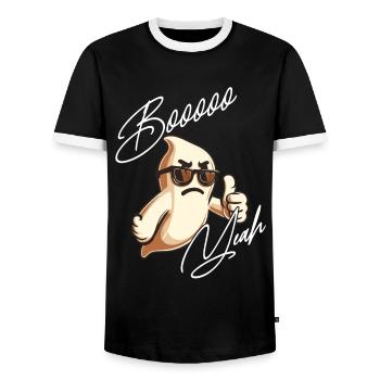 Boo Yeah Fantôme Drôle Dire Design - T-shirt contrasté Homme - noir/blanc - Devant - AI Model Female 172 light (172cm) & AI Model Male 178 light (178cm)