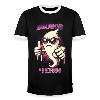 Boo Yeah Fantôme Drôle Dire Design Halloween - T-shirt contrasté Homme - noir/blanc - Devant - AI Model Female 172 light (172cm) & AI Model Male 178 light (178cm)