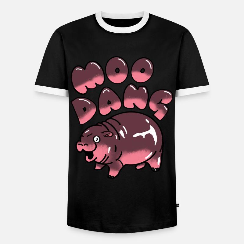 MOO DENG - Männer Kontrast-T-Shirt - Schwarz/Weiß