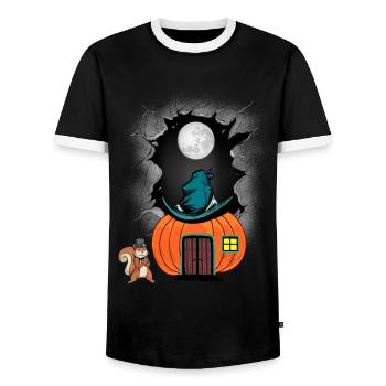 Halloween Pumpkin Child Kids Toddlers Baby - Men's Ringer Shirt - black/white - Front - AI Model Female 172 light (172cm) & AI Model Male 178 light (178cm)