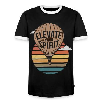 Heißluftballon Inspiration Zitat - Elevate Your - Männer Kontrast-T-Shirt - Schwarz/Weiß - Vorne - AI Model Female 172 light (172cm) & AI Model Male 178 light (178cm)