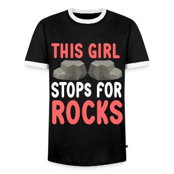 Cette fille s’arrête pour les roches géologue géologique - T-shirt contrasté Homme - noir/blanc - Devant - AI Model Female 172 light (172cm) & AI Model Male 178 light (178cm)