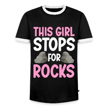 Cette fille s’arrête pour les roches géologue géologique - T-shirt contrasté Homme - noir/blanc - Devant - AI Model Female 172 light (172cm) & AI Model Male 178 light (178cm)