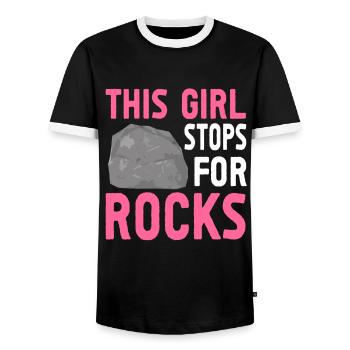 Cette fille s’arrête pour les roches géologue géologique - T-shirt contrasté Homme - noir/blanc - Devant - AI Model Female 172 light (172cm) & AI Model Male 178 light (178cm)