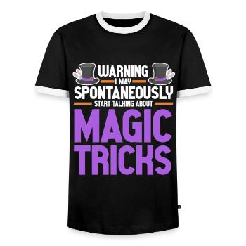 Funny Magician Magic - Männer Kontrast-T-Shirt - Schwarz/Weiß - Vorne - AI Model Female 172 light (172cm) & AI Model Male 178 light (178cm)