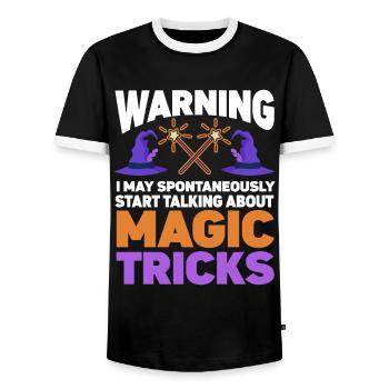 Funny Magician Magic - Männer Kontrast-T-Shirt - Schwarz/Weiß - Vorne - AI Model Female 172 light (172cm) & AI Model Male 178 light (178cm)
