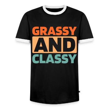 Rasenmäher Mähen - Männer Kontrast-T-Shirt - Schwarz/Weiß - Vorne - AI Model Female 172 light (172cm) & AI Model Male 178 light (178cm)